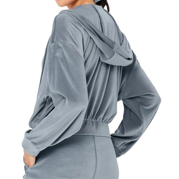 NWT Alo Yoga Velour Glimmer Full Zip Hoodie Size Small - Picture 2 of 12